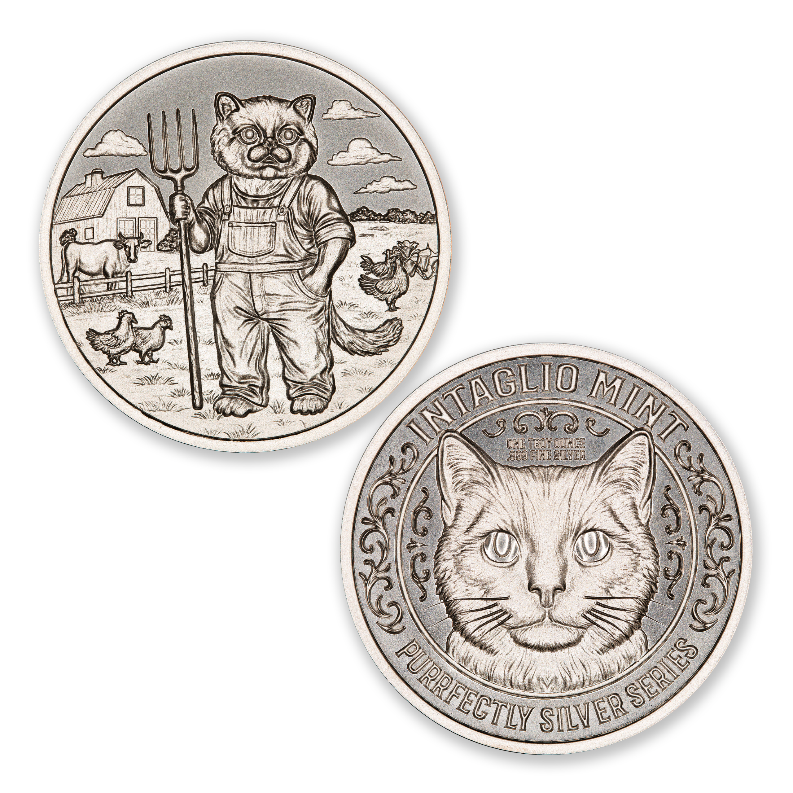 PURRFECTLY SILVER SERIES – FARMER – 1 TROY OUNCE – 39MM