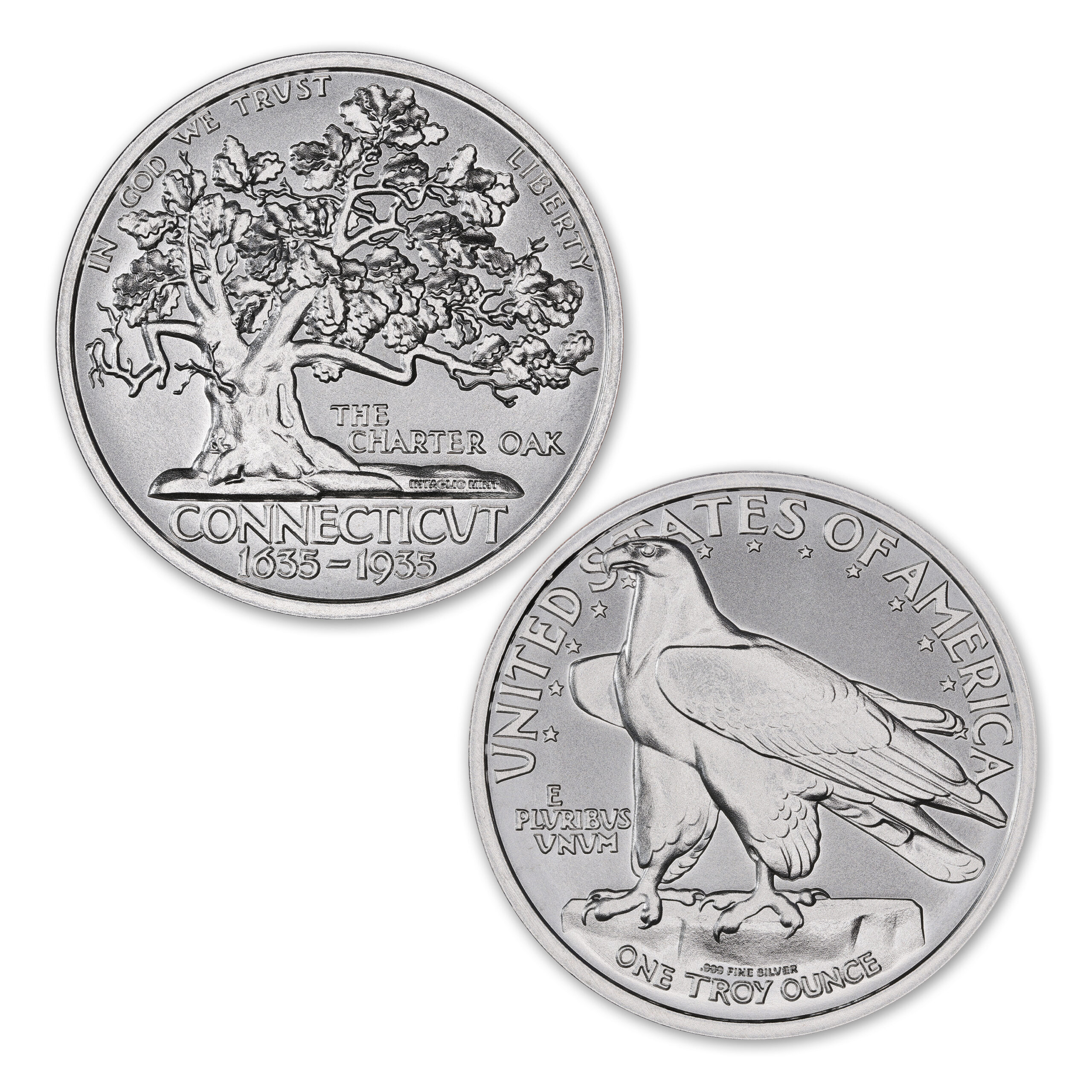 1935 CONNECTICUT TERCENTENARY HALF DOLLAR TRIBUTE – 1 TROY OUNCE – 39MM